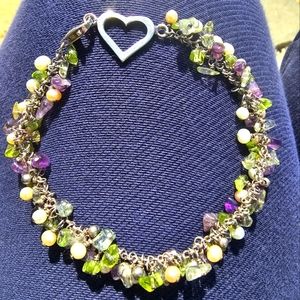 Gemstone Sterling Heart Bracelet